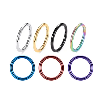 G23 Titanium Piercing 16G 18G 20G Septum Hoop Nose Ring Earring Mixed Color Hinged Clicker Ear Tragus Helix Segment Body Jewelry