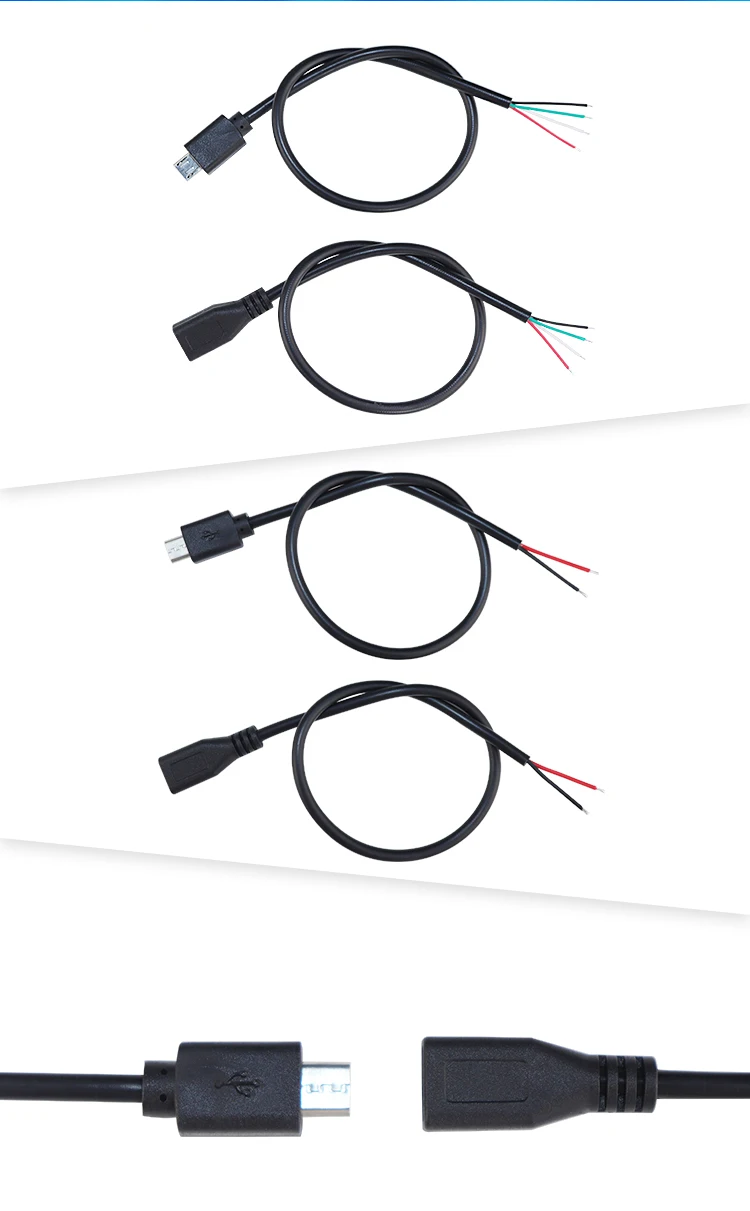 2464 4c Power Wire Micro Male And Female 4 Core 2 Core 0.3m/1m ...