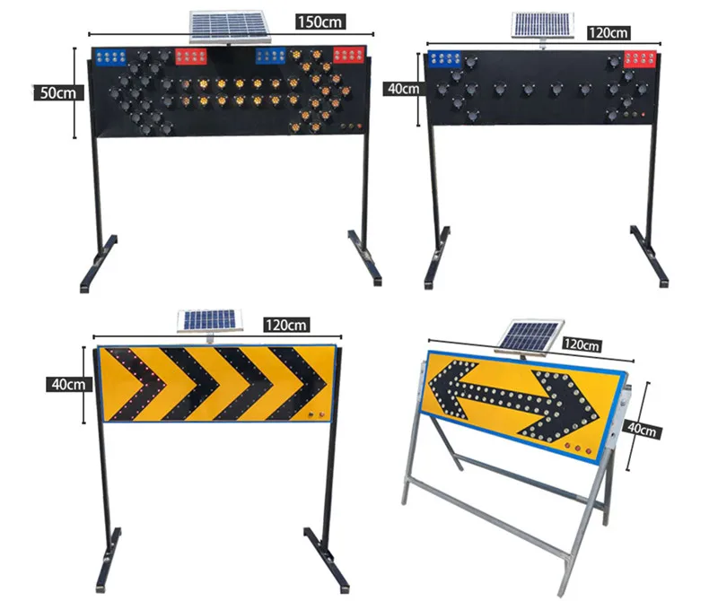Aluminium Traffic Sign Reflective Two-Way Arrow Board Solar Traffic Guide LED Light Portable Stop Road Sign