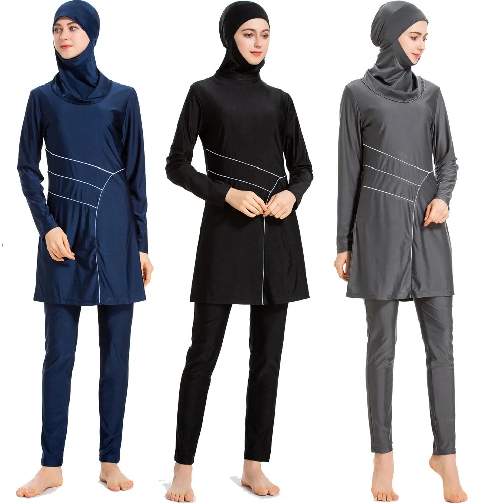 Mujeres musulmanas burkini Cubierta Completa Con Capucha Traje de Baño Traje de baño ropa de playa traje islámico