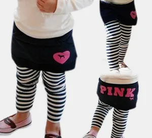 2015 Wholsale Girls Pantskirt Leggings With Striped Dress Pants