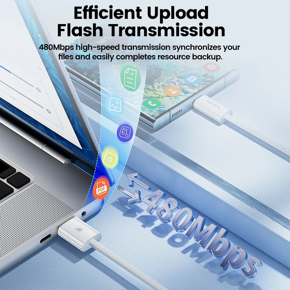 Toocki Usb C Data Cable Wire Roll 4 Core Usb Type C Cable 3A Fast Charging Cable Usb Tipo C for Samsung Phone