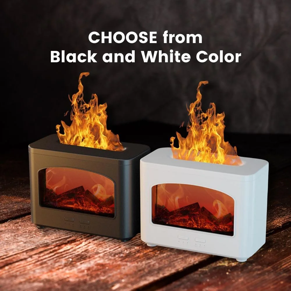 WYWD Flame Essential Oil Diffuser Cool Mist Humidifier Aromatherapy Flame Diffuser With Fireplace Decoration