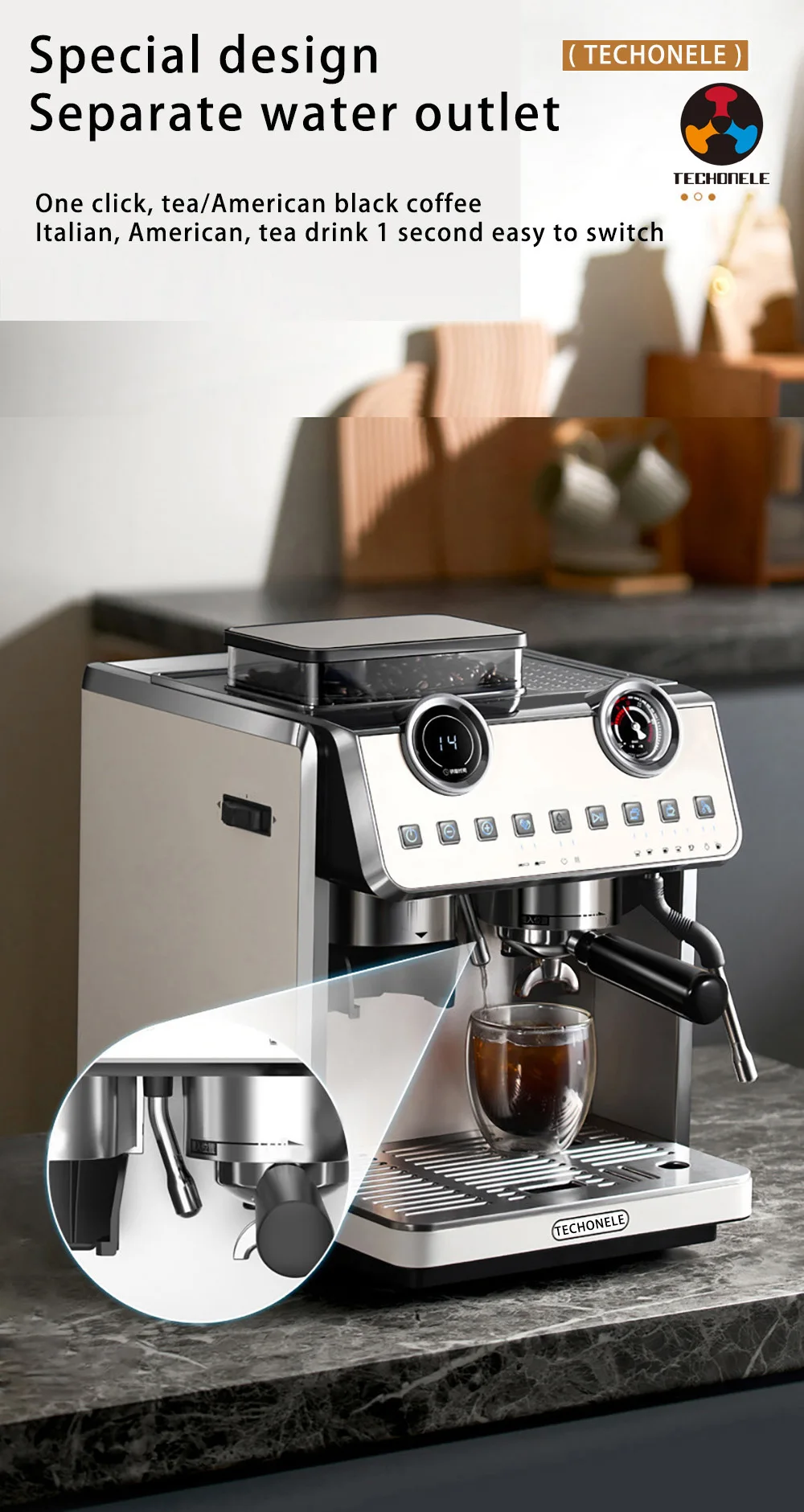 Luxury Double Boiler Electric Coffee Machine Multifunctional