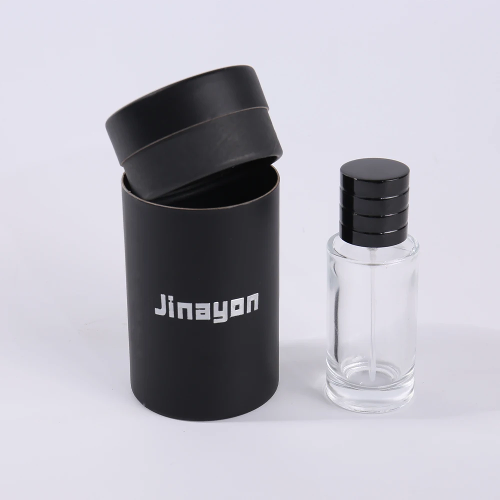 Custom Black Matt Lamination Paper Tube for Perfume Bottle Packaging Eco-Friendly Material with Logo Sticker for Cosmetics