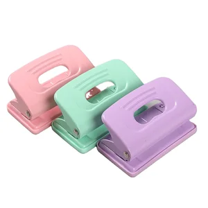 Macaron Color Double-Hole Loose-leaf Book Puncher with Measuring Ruler Office Supplies Manual Labor Saving Hole Punch