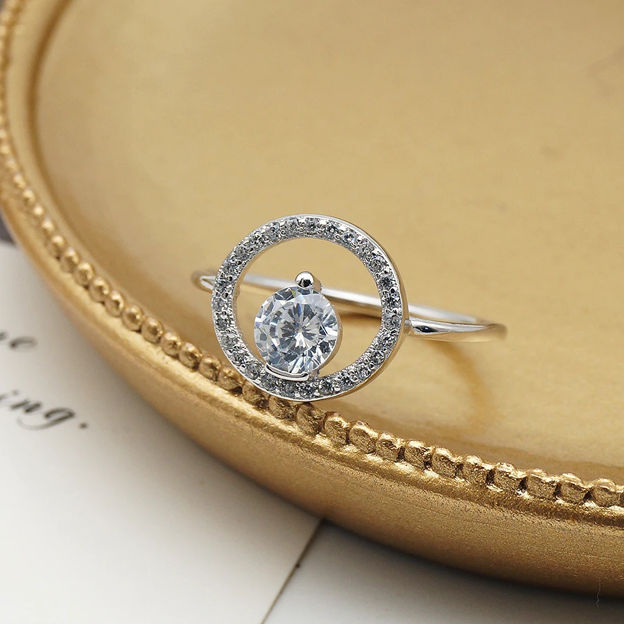Cheap Price 925 Silver Rings Rhodium Plated Hollow Zircon Rings Jewelry  Women
