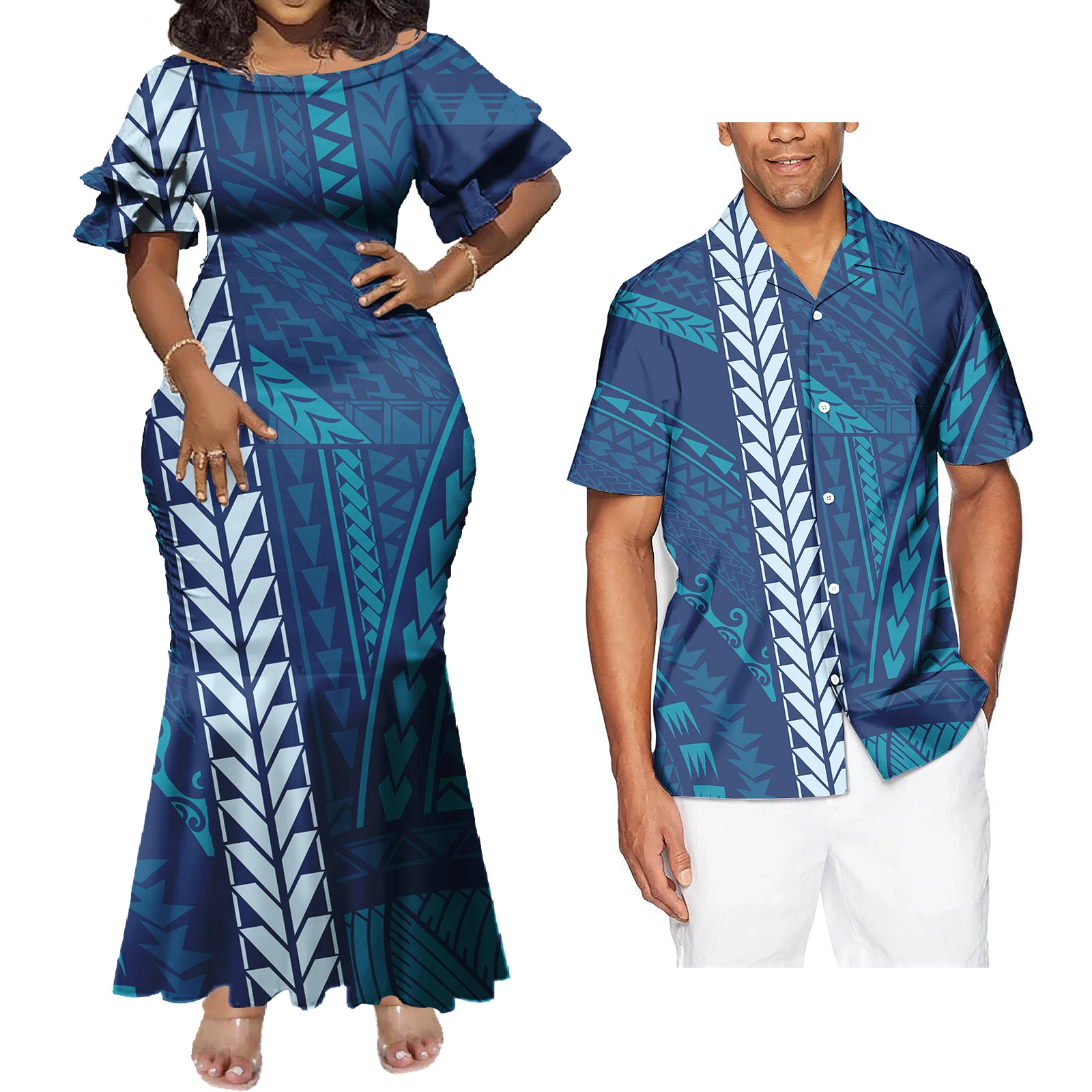 2-piece Couple Polynesian Samoan Tribe Design Print Party Couple ...