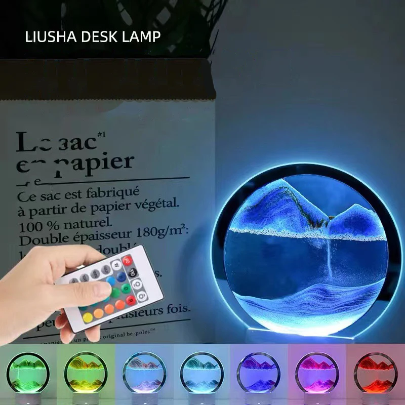 Creative Modern Quicksand Table Lamp 3d Home Decor Living Room Bedside Table Round Art Decorate Light