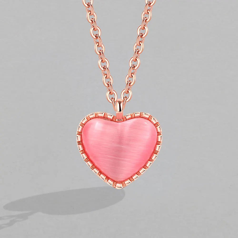 Stylish Refined Chic Dainty Korean 925 Silver Girl Heart Pink Love
