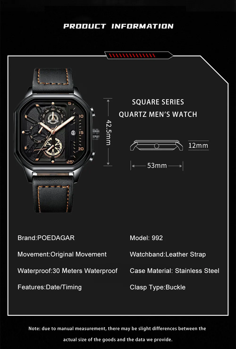 POEDAGAR Watch - Luxury Casual Men's Watch with Chronograph