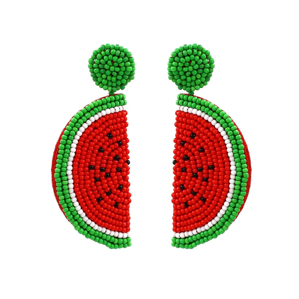 Hot Sale Seed Beads Ball Earrings Women Handmade Watermelon Jewelry Earrings