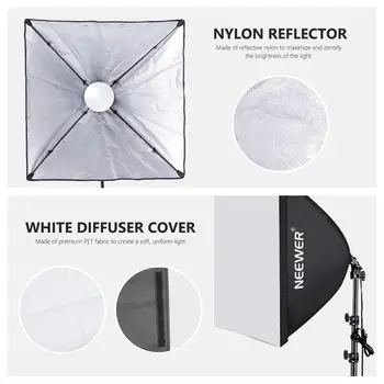 Photography 60CM Softbox Kit 5700K LED Lighting Bulbs Photo Studio Equipment NEEWER 700W Equivalent Softbox Lighting Kit detail image