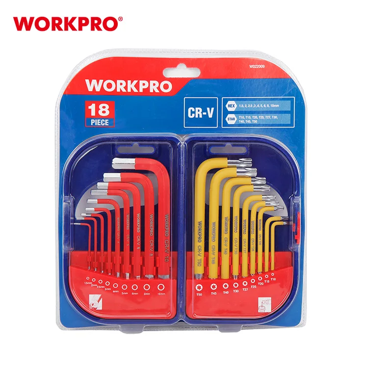 Workpro Hex Key Allen Wrench Set With Ball End 18pc Short Arm Hex Key