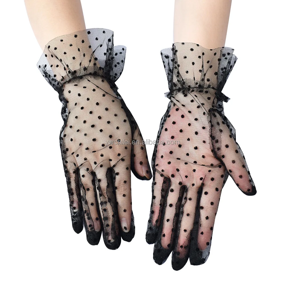 Women Polka Dot Lace Gloves Buy Women Short Lace Floral Courtesy Lace Glove Women Polka Dot