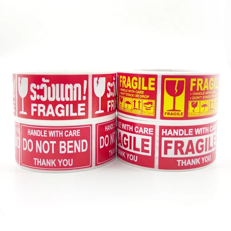 FRAGILE Handle With Care Labels with DO NOT BEND - Self adhesive Stickers