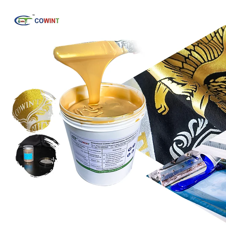 Cowint Silk Screen Printing Ink Oval Shiny Gold Foil Rubber Golden Paste Ink Screen Printing