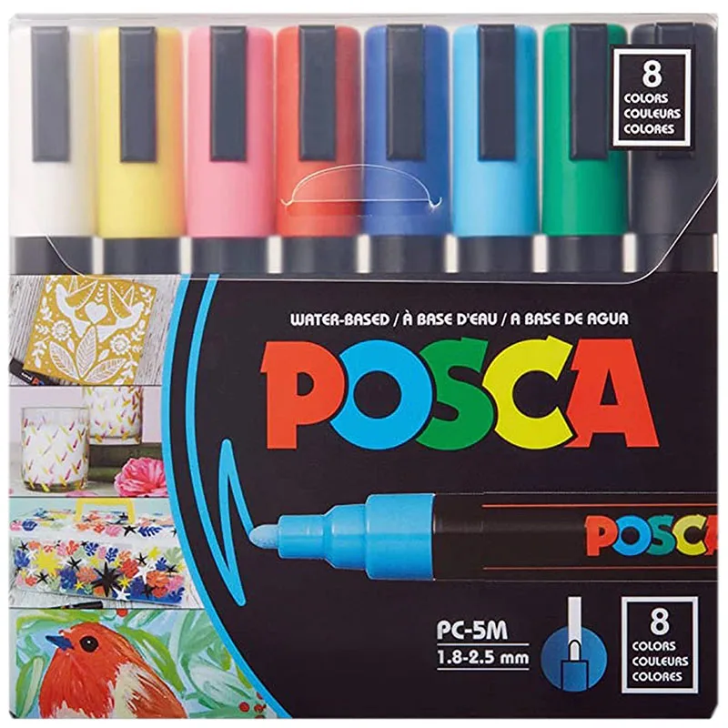8 Pack Paint Markers Medium Reversible Tips Acrylic Paint Pen Markers Set  for Art Supplies