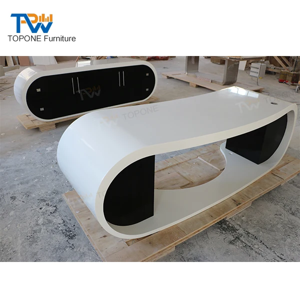 Черно-белая интерьерная каменная офисная мебель