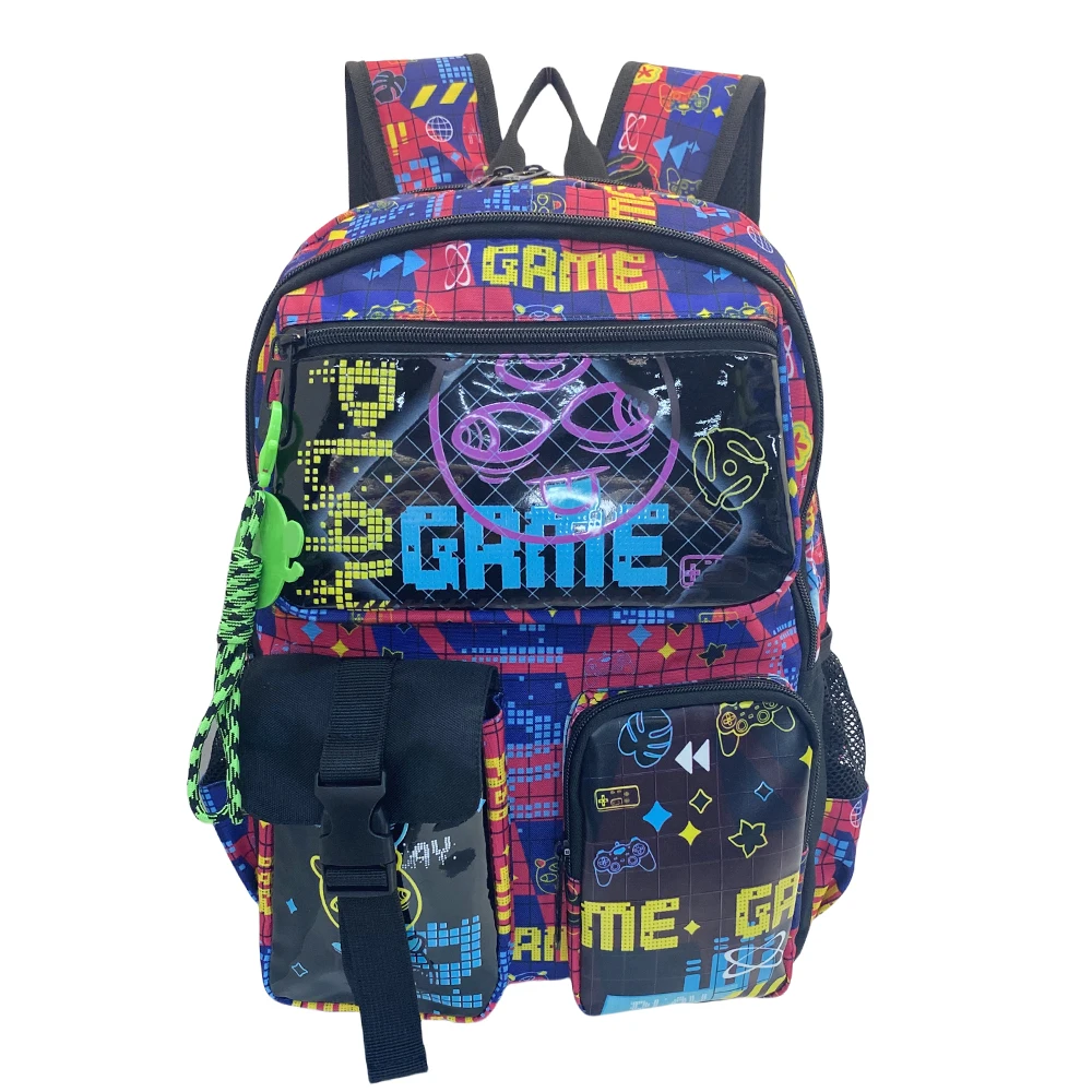 New Arrival Custom Geometric UV Print Youth Student Backpack for Women and Men High School Bags with Keychain Daily Girls Travel