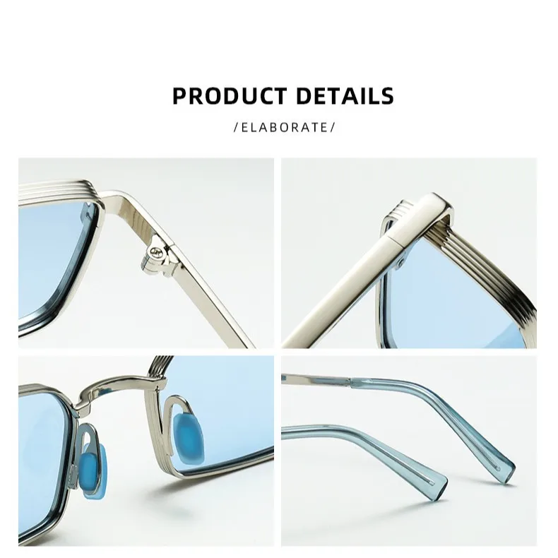 2026 New Small-Batch Classic Square Purple Lenses UV400 Retro Slim Metal Sunglasses_voghion.com