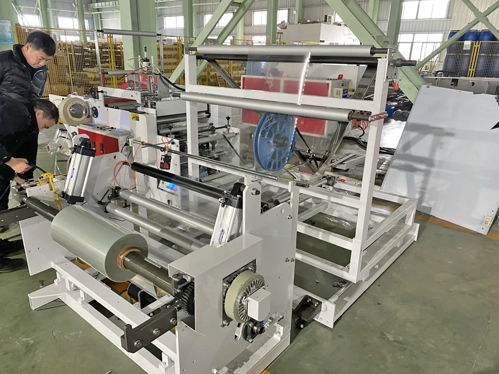 High Speed Poly Sheet Folding Melting Film Edge System Automatic Bag Making Machine Opp Bopp Bag Making Machine