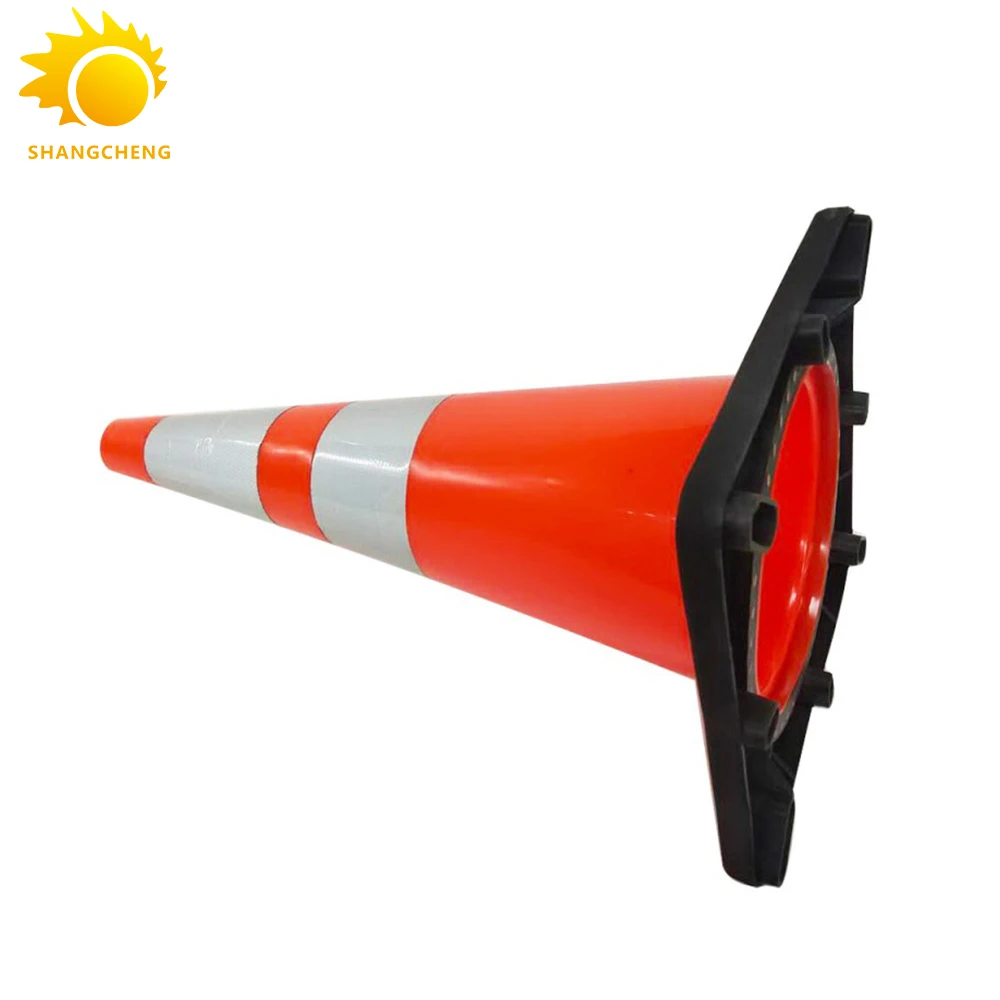 Waterproof 30cm PVC Traffic Cone Reflective Flexible Barricade  Safety Orange Cones with Black Base