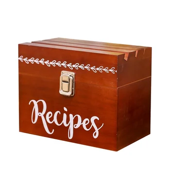 custom logo painted personalized engraved wooden recipe boxes with cards and dividers