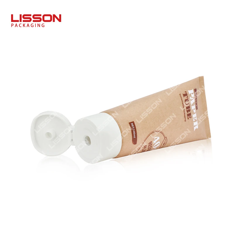 Eco Friendly 100ml Cosmetic Hand Cream Tube Kraft Paper Facial Cleanser Tube Packaging With Custom Printed