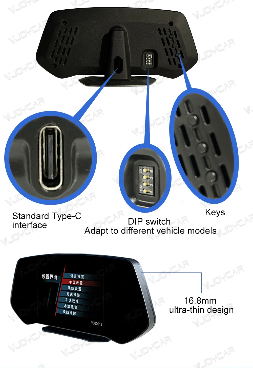 Newest Car Hud OBD GPS Heads Up Display 3 in one TAC02 Door Status RPM Speed Monitoring Car Inclinometer