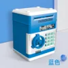 Salvadanaio con password blu, porta principale, scatola inglese colorata