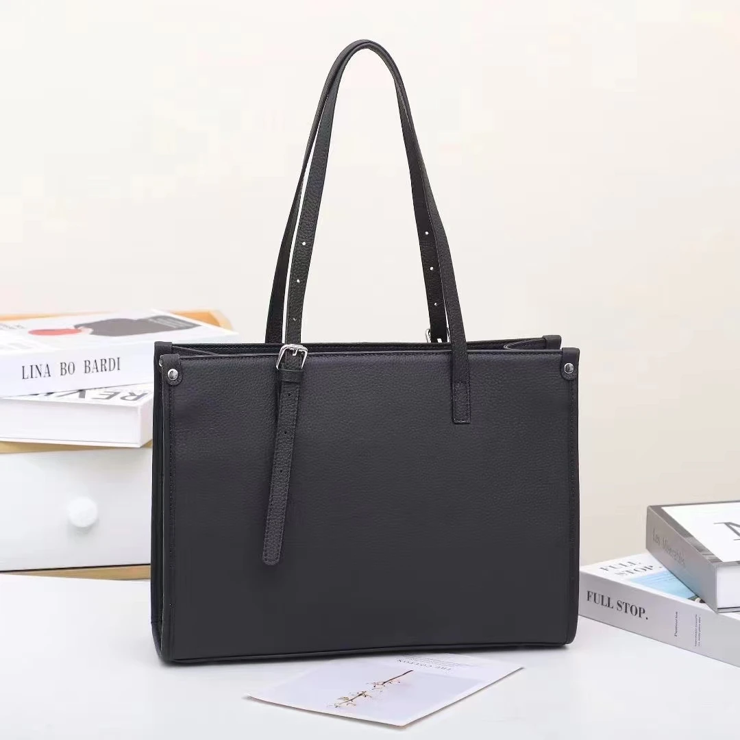 Design Branded Women Vintage Hand Bags Genuine Leather Handle Ladies Plain Bag Full Grain Cow Leather  Tote Bags