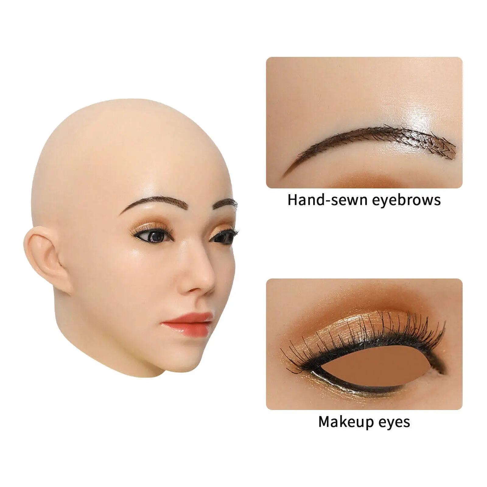 Realistic Female Mask for Beautiful Girl Cosplay Drag Queen Crossdresser Breast Form Real Human Silicone Makeup Mask for Party