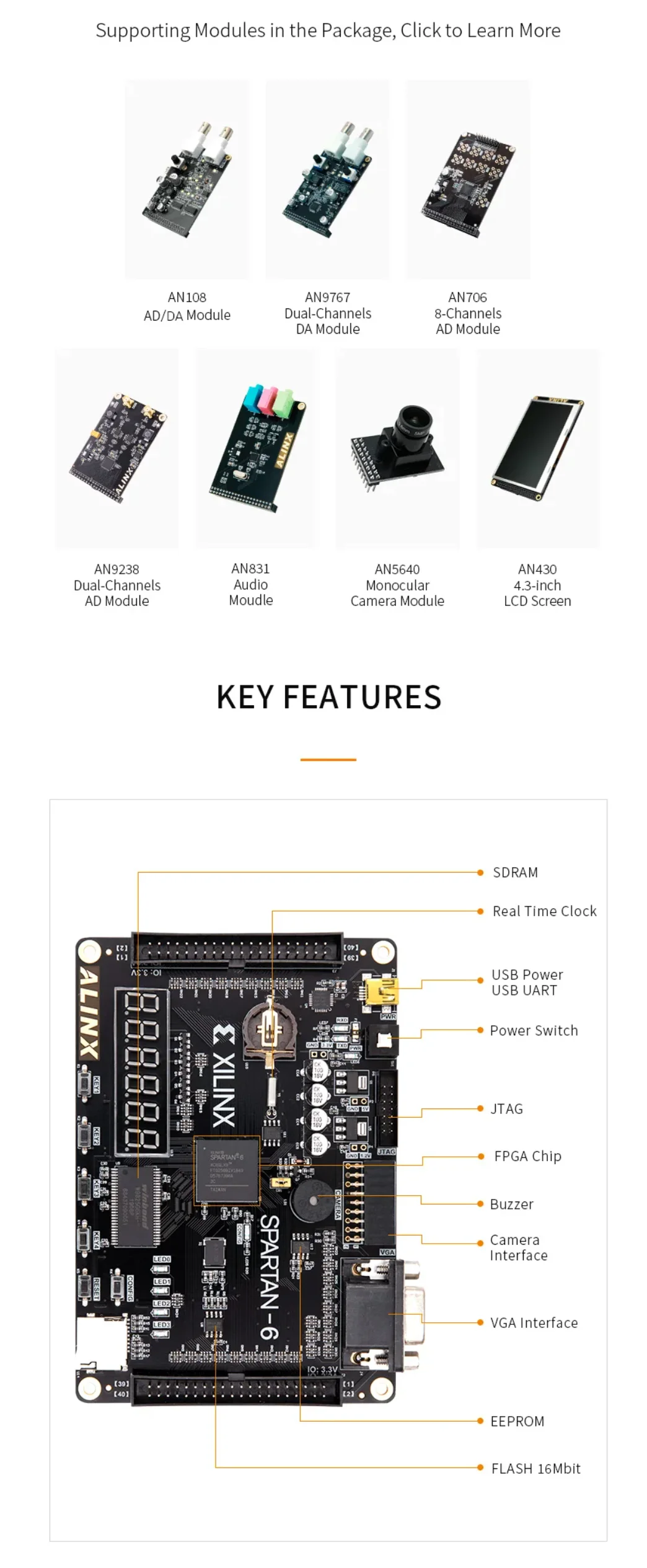 Alinx Ax309: Xilinx Spartan-6 Xc6slx9 Fpga Development Board Lx9 Entry ...