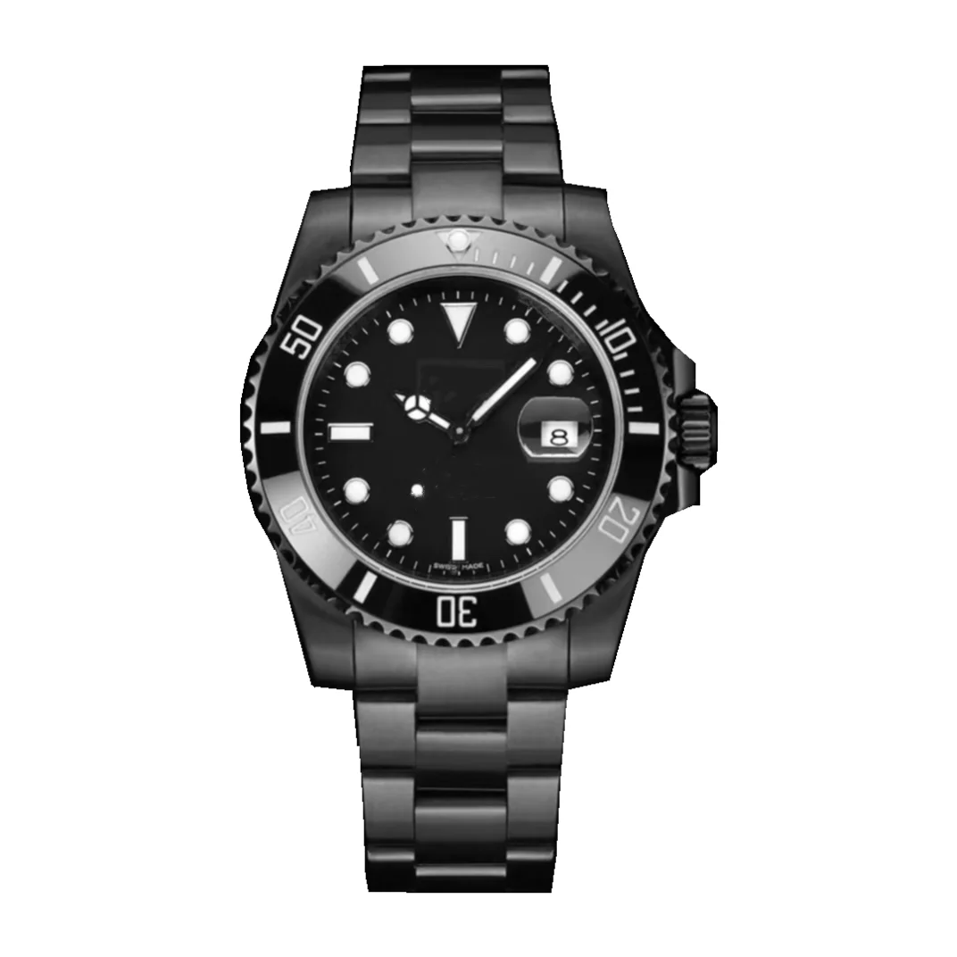 Orologio Uomo Automatico Lusso Acciaio Nero Vetro Zaffiro Impermeabile Business