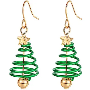 European And American Christmas Earrings Gold-Plated Christmas Tree Bell Lollipop Bow Light Bulb Earrings For Women Jewelry