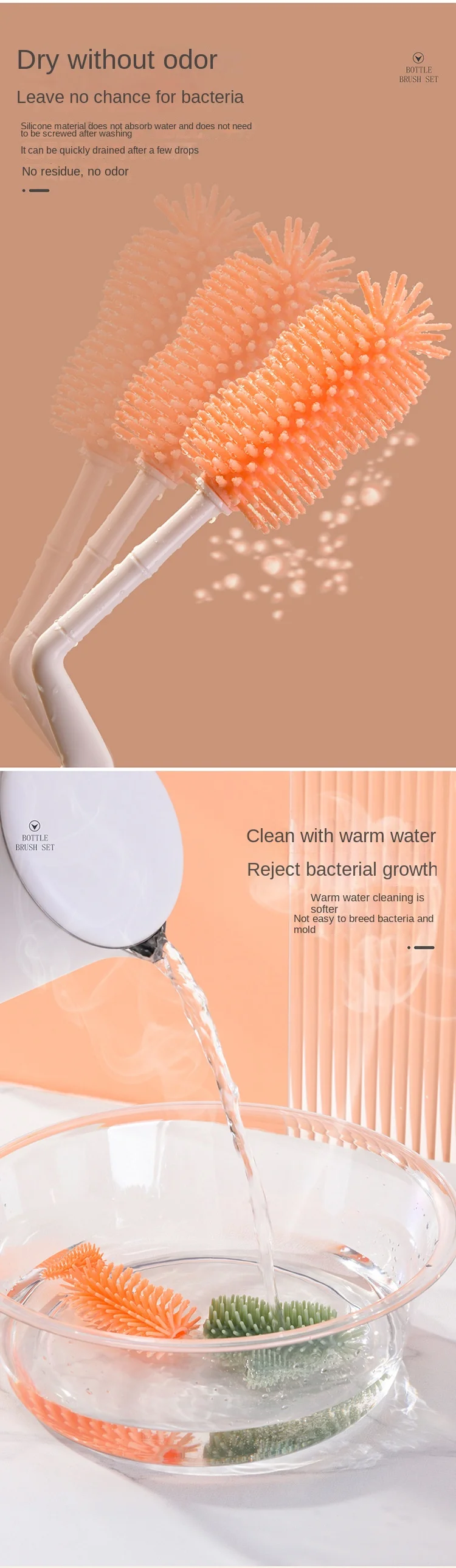 4 Pcs Baby Milk Bottle Cleaning Brush Set Sponge Cup Washing Brush