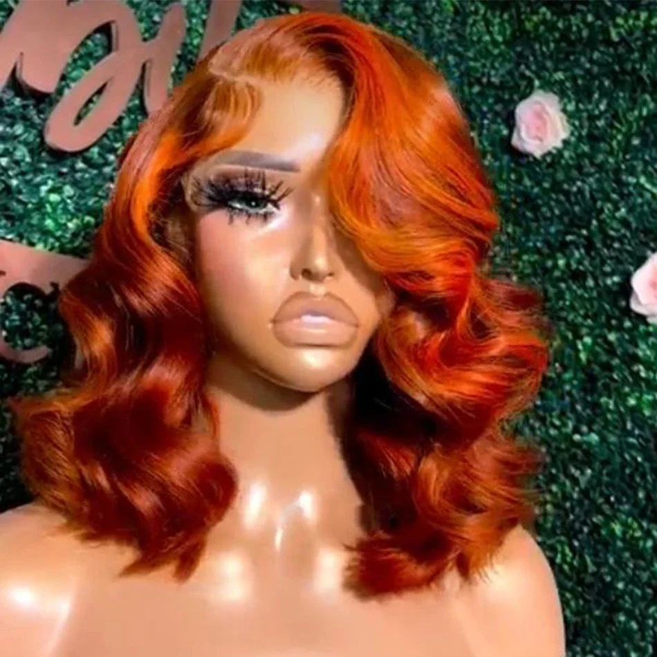 10" Brasilialainen Lyhyet, 36" Remy-Hiusta Lace Front - Laineikas 6" Lyhyet Bob Peruukit_voghion.com