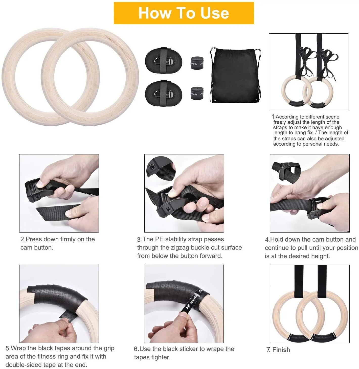 Competition Carabiner Gymnastic Calisthenics Rings For Fitness Strength