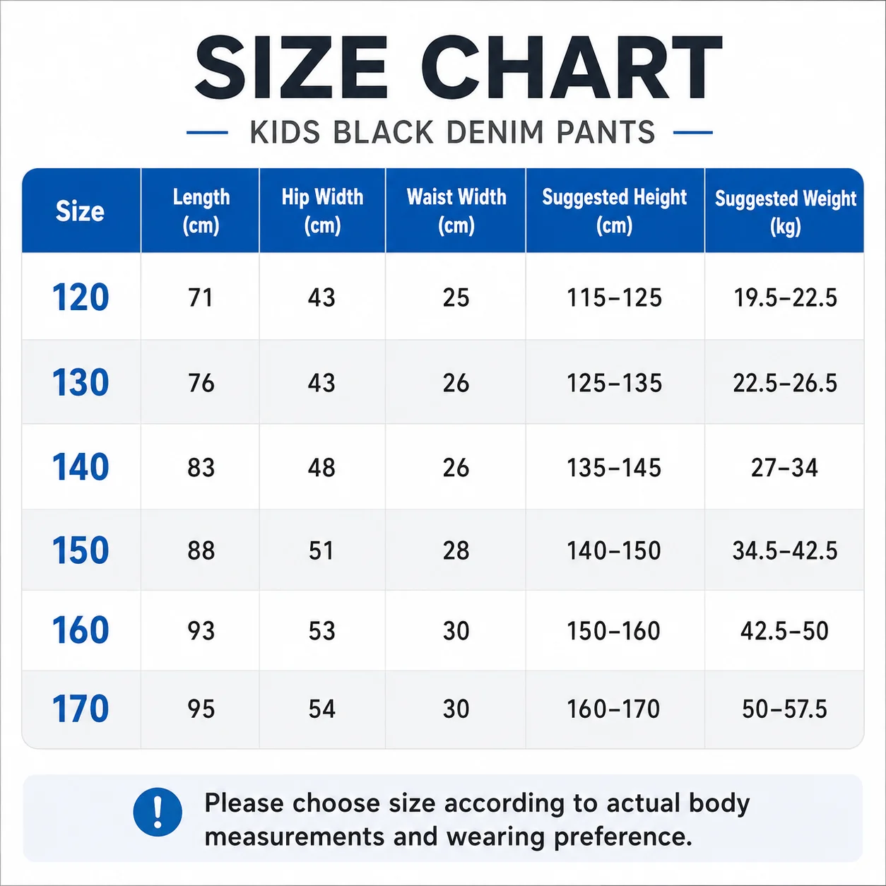 Size chart