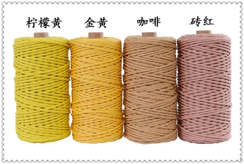 Оптовая продажа, 4 мм, 100 м, многоцветная скрученная веревочка из макраме