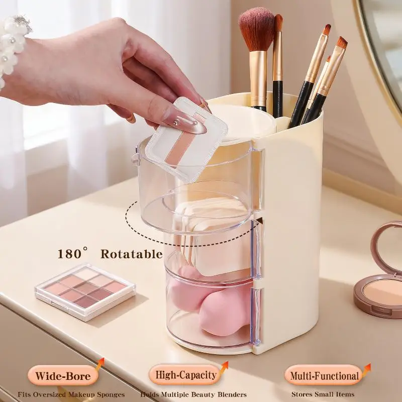 Modern Eco-Friendly Plastic Cosmetic Storage Box Makeup Brushes Hair Accessories Rotating Organizer Headband Hair Ties 3-6L
