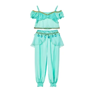 Dream Party Jasmine Princess Costume Customized Color Two-Piece Outfit Gold Trim Bell Detail Girls Children's Aladdin Theme