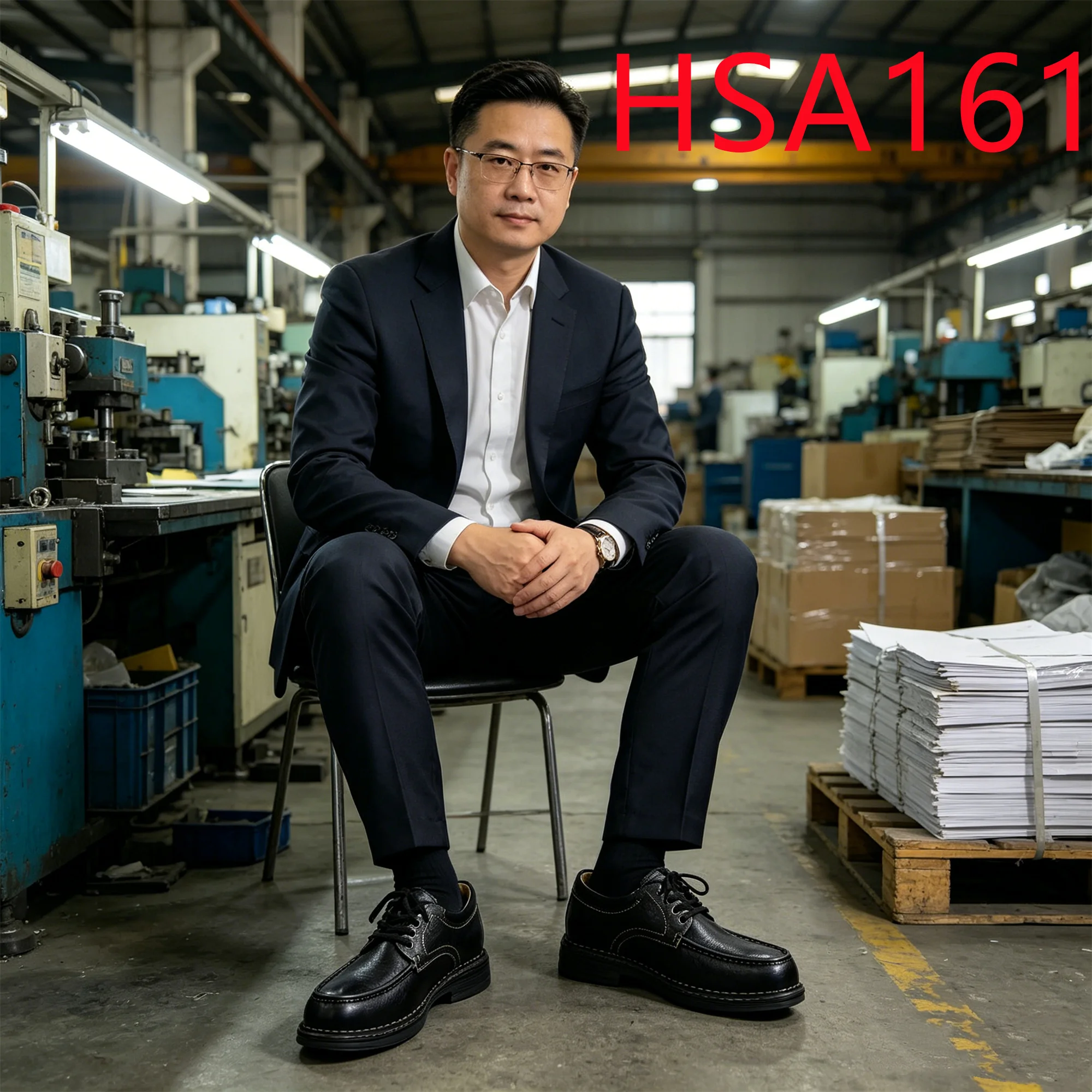 HY, Scarpe da lavoro di altissima qualità in pelle goffrata con inserto rinforzato in acciaio sulla punta, scarpe da sicurezza per capisquadra e supervisori, con cuciture rinforzate e suola in gomma, HSA161