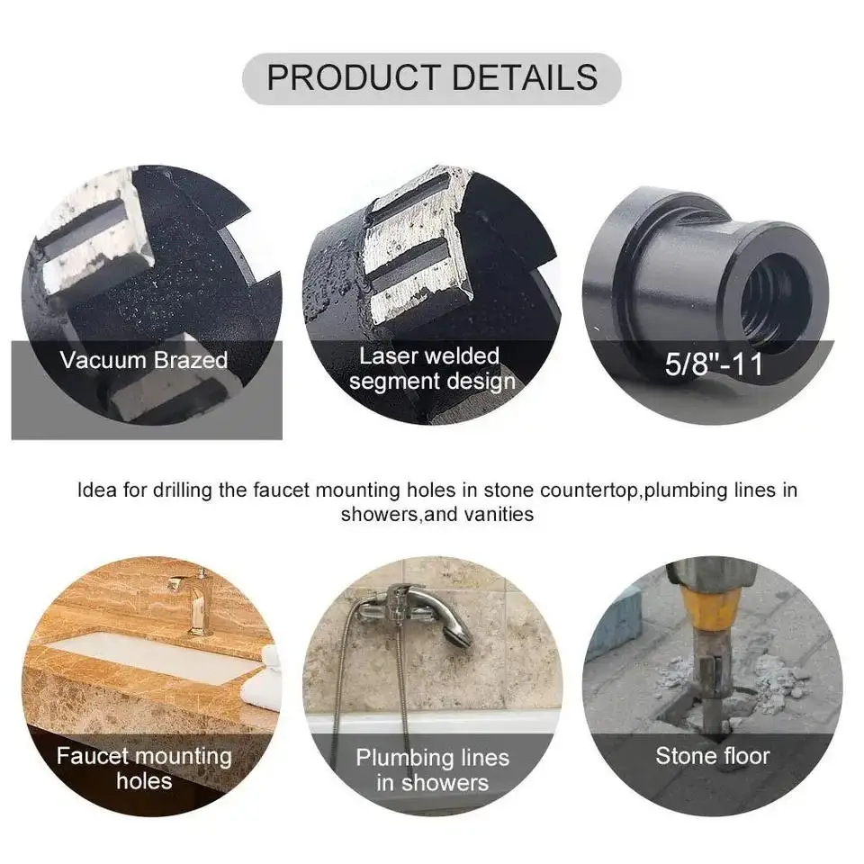 1-3/8 Inch Diamond Core Drill Bits for Hard Stone Concrete Marble Granite Brick Laser Welded Dry or Wet Hole Saw