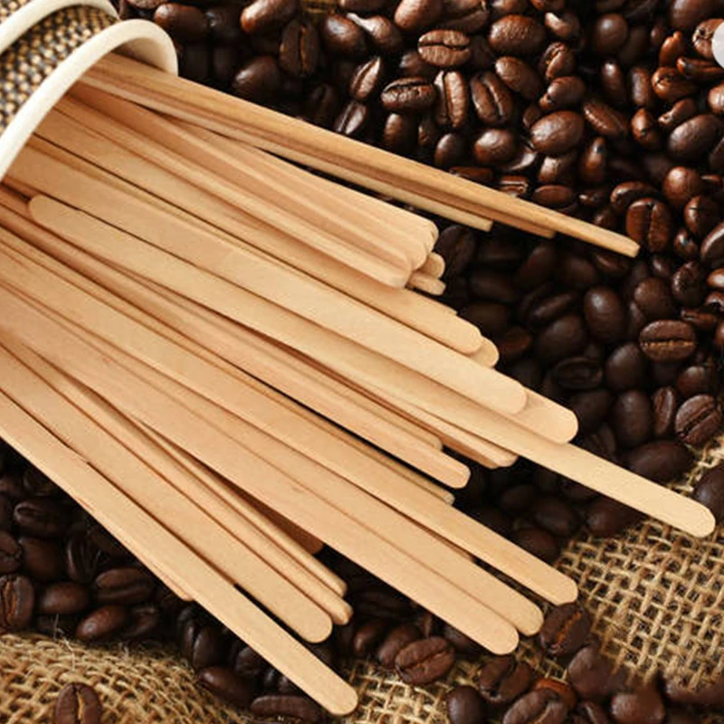 100pcs Wooden Coffee Stirring Stick Wood Coffee Stirrers Stir Sticks Eco