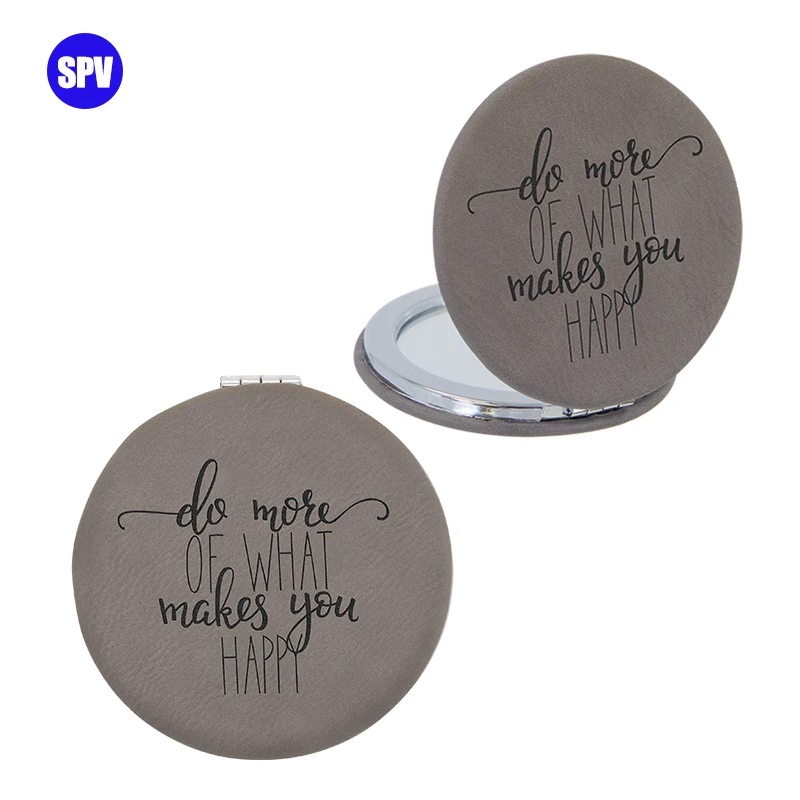 New Arrivals DIY Double-sided Heart Shaped Mirror Color Laserable Leatherette Pocket Portable Pocket Compact Makeup Mirror