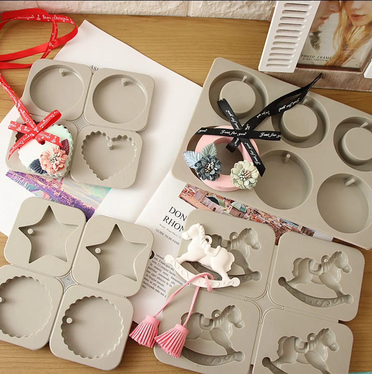 DIY 24 Types Custom Oval Round Rectangle Heart Shape Aromatherapy Wax Melt Mold Silicone Candle Plaster Ornaments Mould for Soap