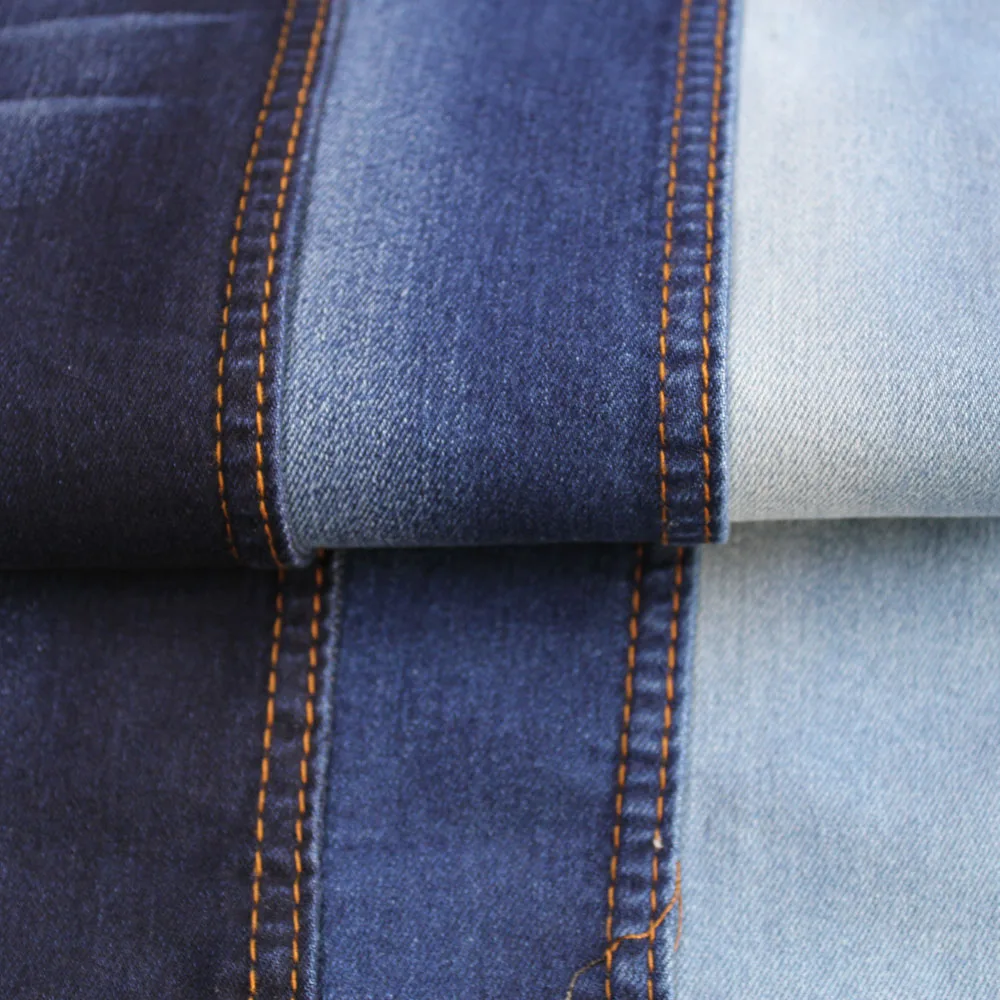 Hot Mercerized Cotton Polyester Spandex Denim Fabric With Ring Spun Yarn