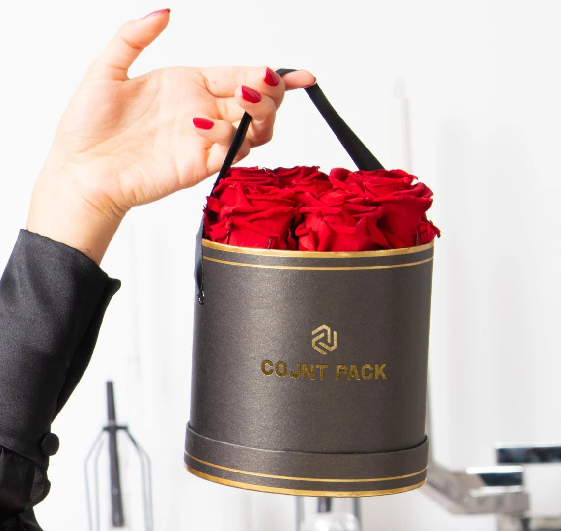 Personalized Paper Flower Box Round Cardboard Flower Box For Rose